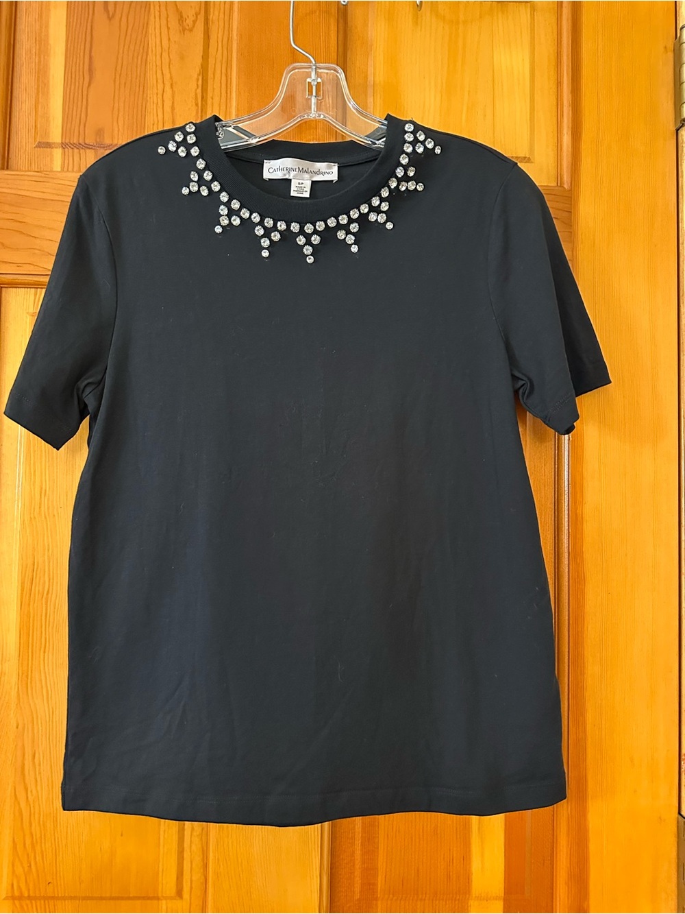 Catherine Malandrino Black Short-Sleeve Jewel Neck Tee